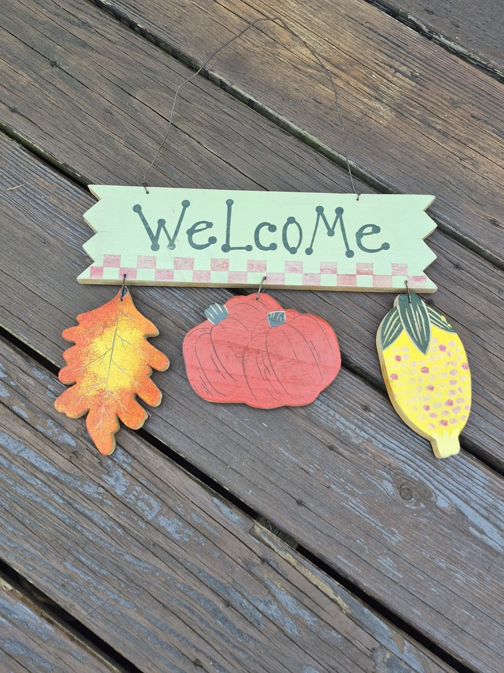 Fall Welcome Hanging Wall Sign with Orange, Red and Yellow Accents